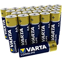 Pila Varta Longlife AA Mignon LR06 (paquete de 24 unidades)- pilas alcalinas - «Made in Germany» - Ideal para mandos a…